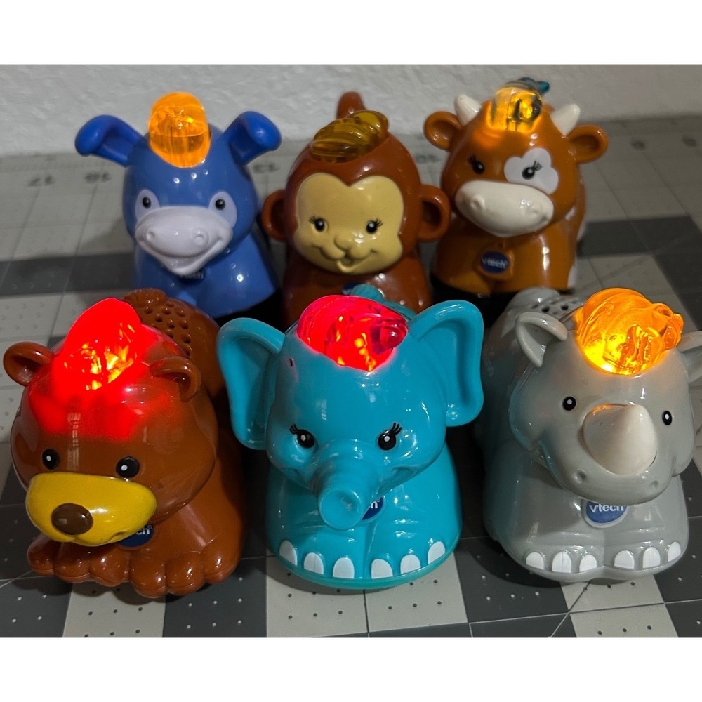 VTech Go Go Smart Animals Lot of 6 Cow Monkey Donkey Bear Elephant Rhino